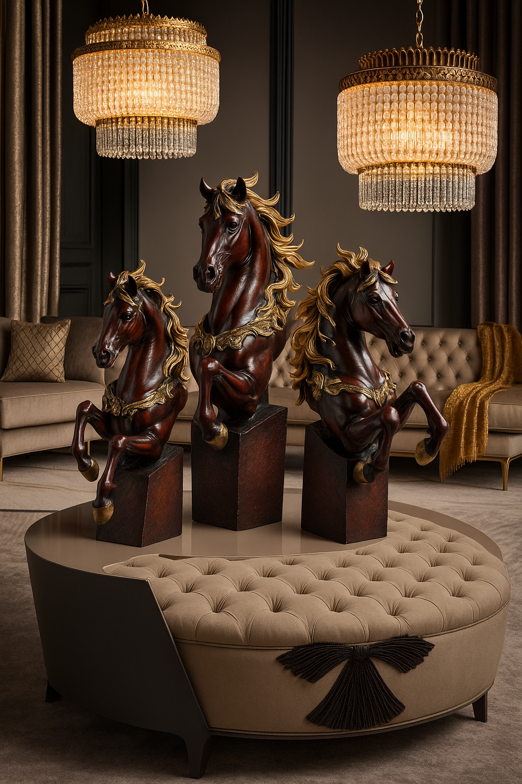 ROYAL ENCHANTED GOLDEN MANE HORSE SETS OF 3