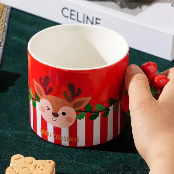 Christmas Themed Mug With Gift Box Handle - Assorted - Single Piece - Kalesh Monk