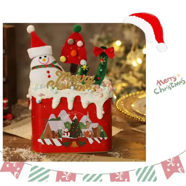 Santa Claus Christmas Candy Box with Handle Cookies Biscuit Case for Candy Cookies Gifts (PACK OF 1)