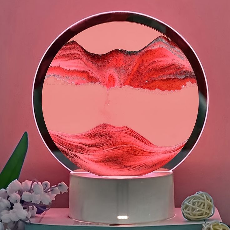 Blue Mountain Flowing Sand Art Sand Art Table Lamp – 360° Moving Quicksand Decor with Dimmable LED Light & 7 Modes | Soothing Bedside & Desk Lamp Gift - Kalesh Monk