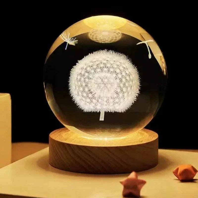 3D Crystal Ball Nightlight Decolamp Solar System Model Decor Science Astronomy Celestial Sphere Cool Desk Present Space Gifts Decor - Kalesh Monk