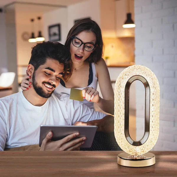 Oval Crystal Stand Night Lamp | LED Touch Night Lamp | Decorative for Desk and Table - Kalesh Monk