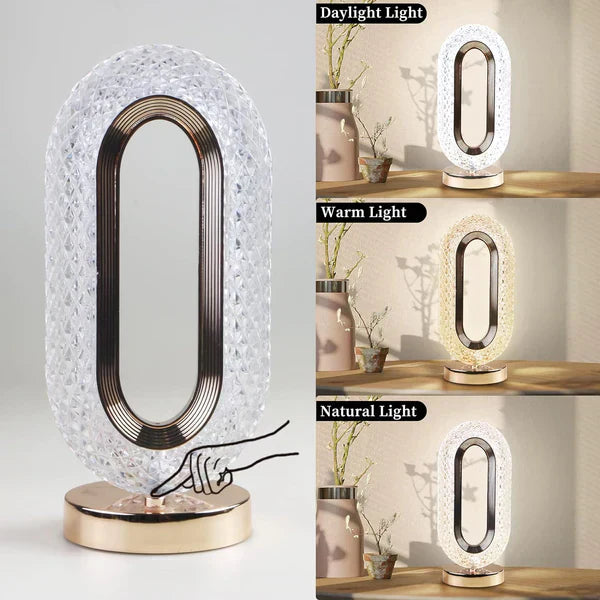Oval Crystal Stand Night Lamp | LED Touch Night Lamp | Decorative for Desk and Table - Kalesh Monk