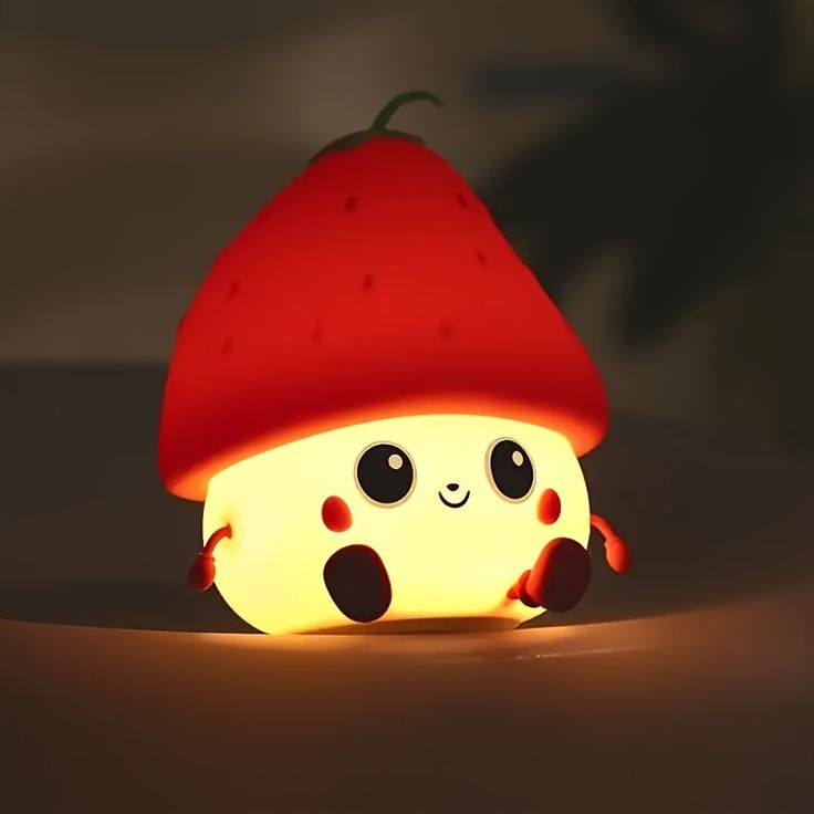 Silicone Strawberry LED Night Light USB Rechargeable Mood Lamp Cute Nightlights Bedroom Lamp For Baby Girl's Gift - Kalesh Monk