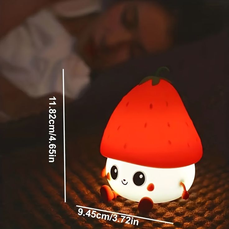 Silicone Strawberry LED Night Light USB Rechargeable Mood Lamp Cute Nightlights Bedroom Lamp For Baby Girl's Gift - Kalesh Monk