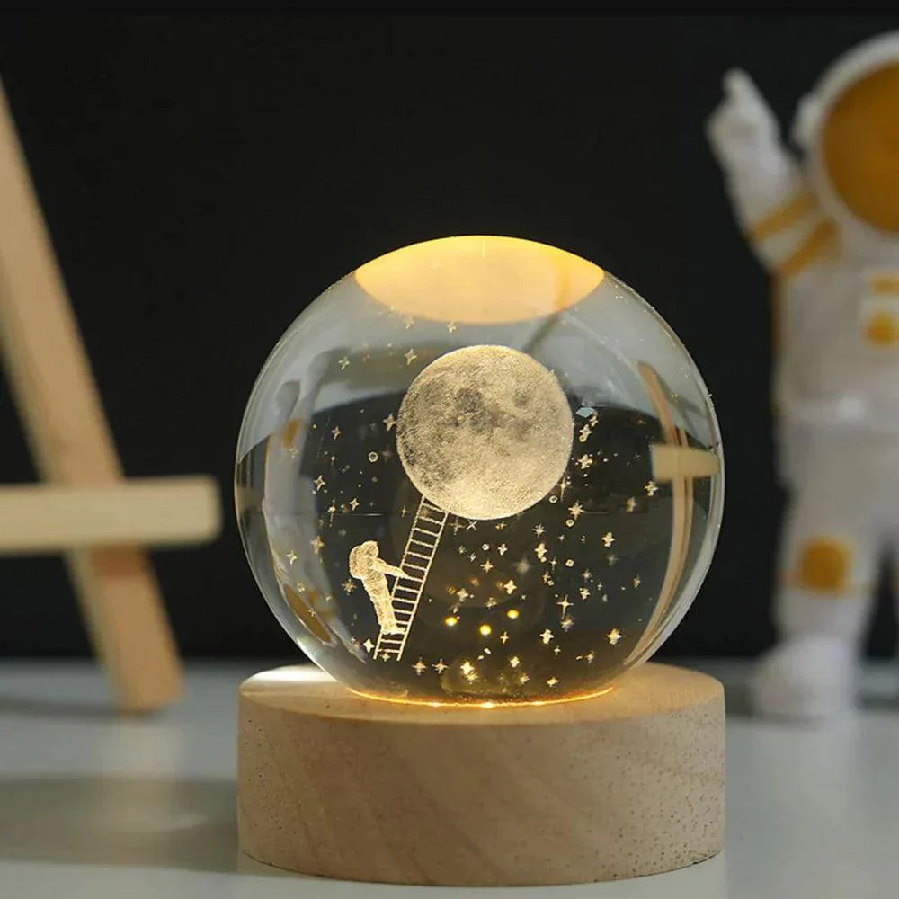 3D Crystal Ball Nightlight Decolamp Solar System Model Decor Science Astronomy Celestial Sphere Cool Desk Present Space Gifts Decor - Kalesh Monk