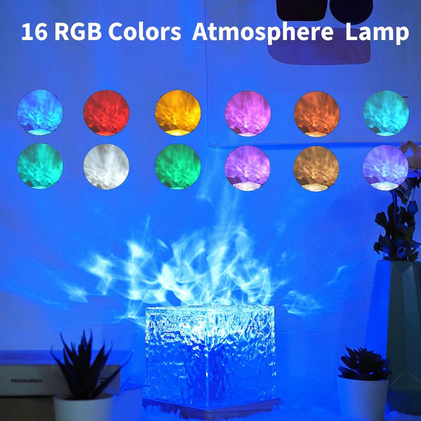 Dynamic Rotating Water Ripple Night Light, Color Changing Crystal Lamp with Remote - Kalesh Monk
