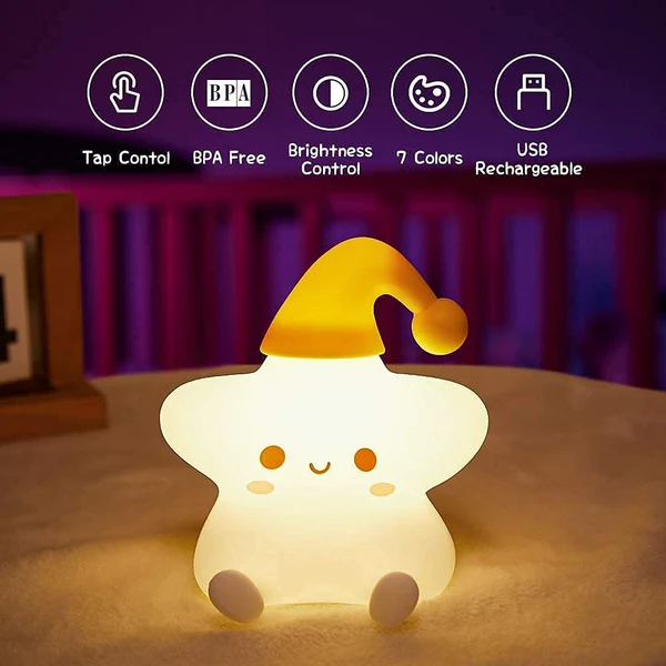 Creative Star Night Light Cartoon Soft Lamp Children Bedroom Bedside Night Light Cute Child Graduation Gifts Home Decoration - Kalesh Monk