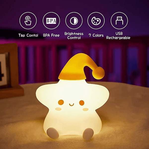 Creative Star Night Light Cartoon Soft Lamp Children Bedroom Bedside Night Light Cute Child Graduation Gifts Home Decoration