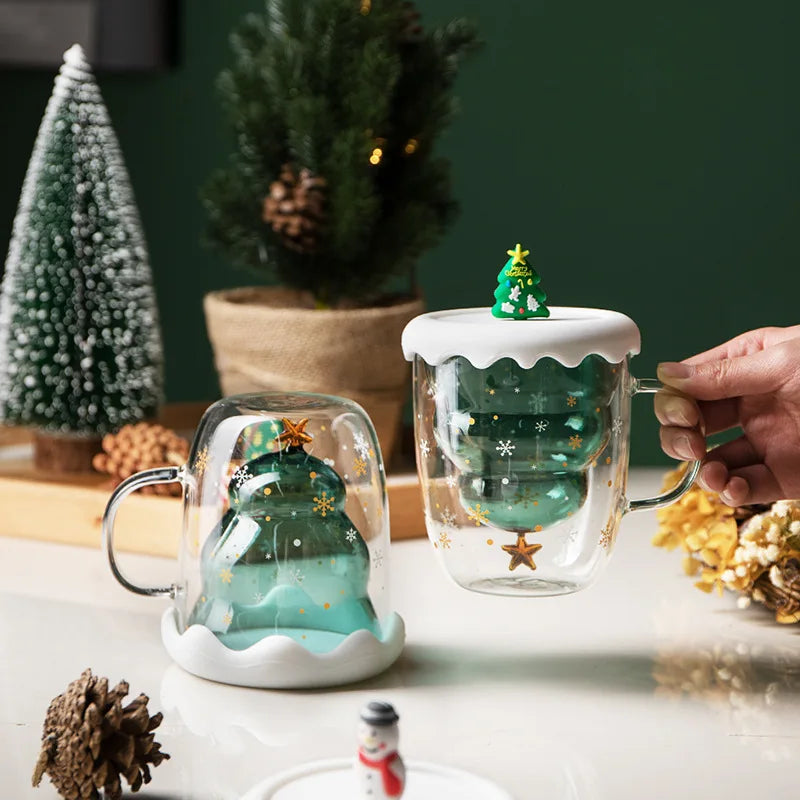 Christmas Wish Glass Cup Cute Coffee Mug Cartoon Christmas - Kalesh Monk