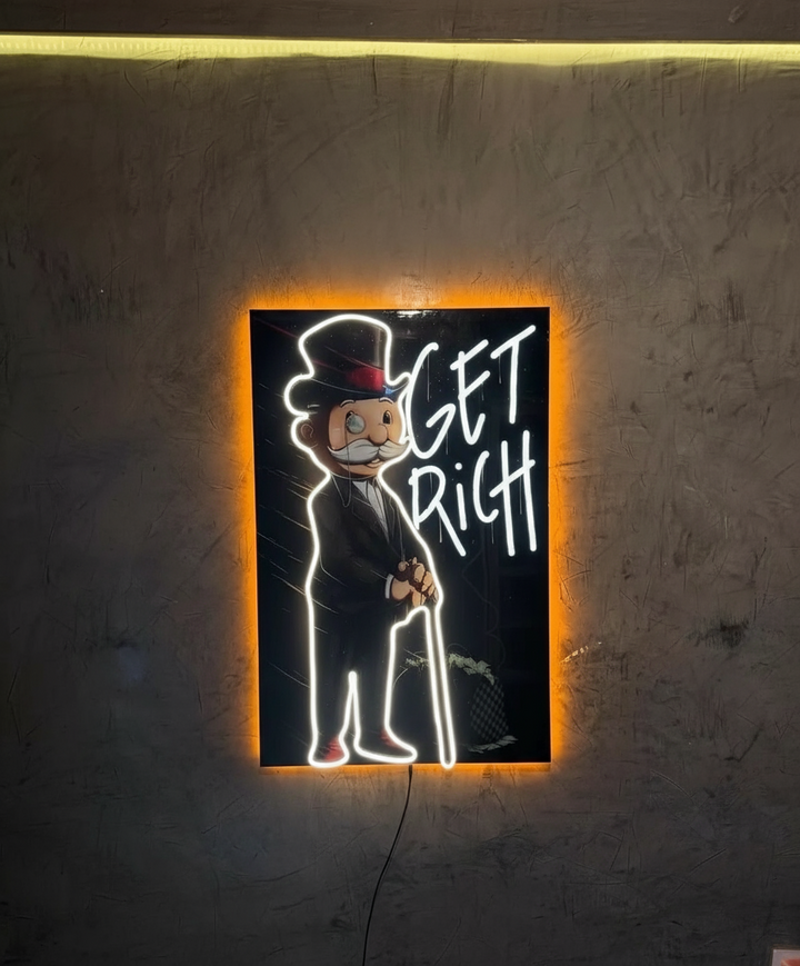 GET RICH NEON LED WALL ART