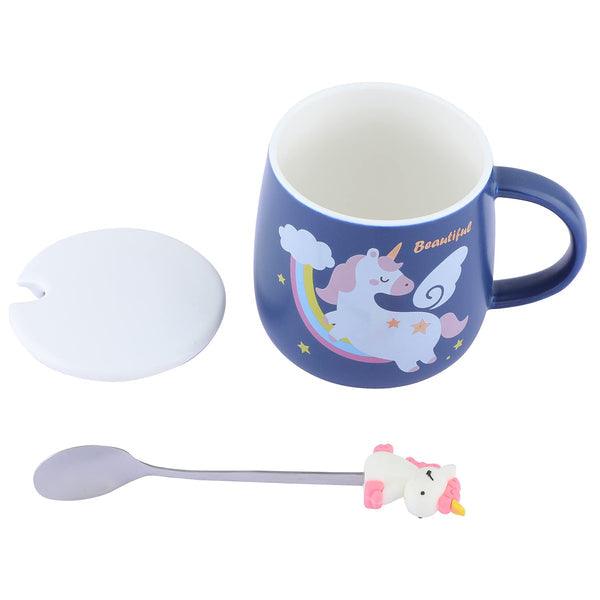 Unicorn Ceramic Mugs with Lid & Unicorn Spoon Coffee Tea Mug