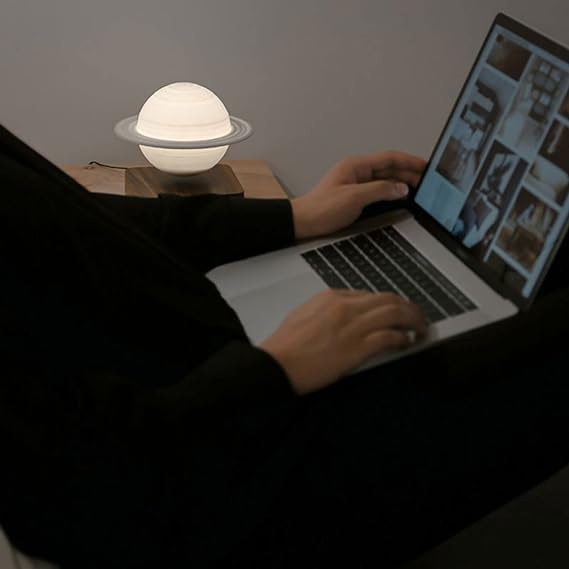 Magnetic Levitation Saturn Lamp Night Light LED 3D Printing Floating Lamp 360° Rotating Lamp Global Desk Lamp for Living Room Bedroom Decor - Kalesh Monk