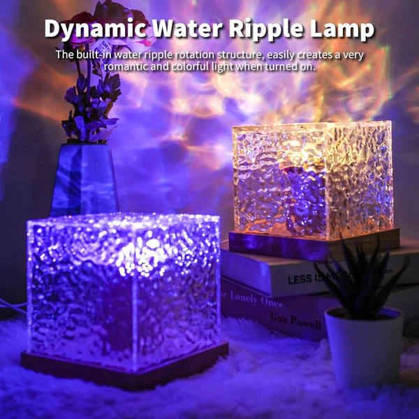 Dynamic Rotating Water Ripple Night Light, Color Changing Crystal Lamp with Remote - Kalesh Monk