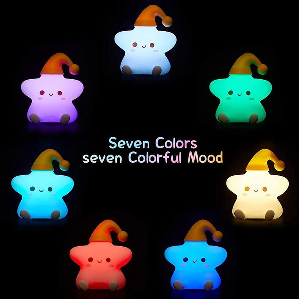 Creative Star Night Light Cartoon Soft Lamp Children Bedroom Bedside Night Light Cute Child Graduation Gifts Home Decoration - Kalesh Monk