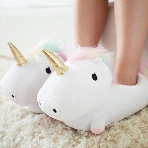 Cute Cartoon Unicorn Slippers, Fluffy Plush Warm Comfortable Lounge Shoes, Soft Cozy Plush House Shoes For Women - Kalesh Monk