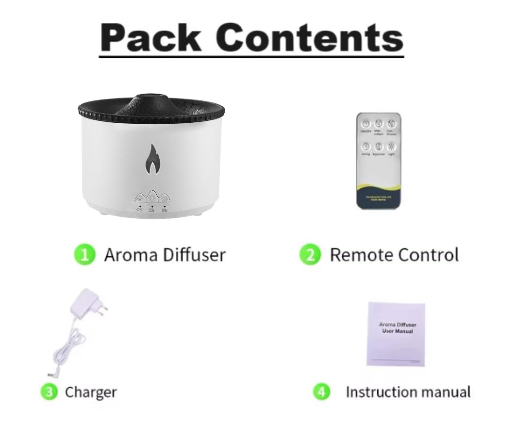 Volcano Flame Aromatherapy Humidifier for Home | with Dual Colour Flame Orange & Ice Blue | Ultrasonic Essential Oil Aroma Diffuser