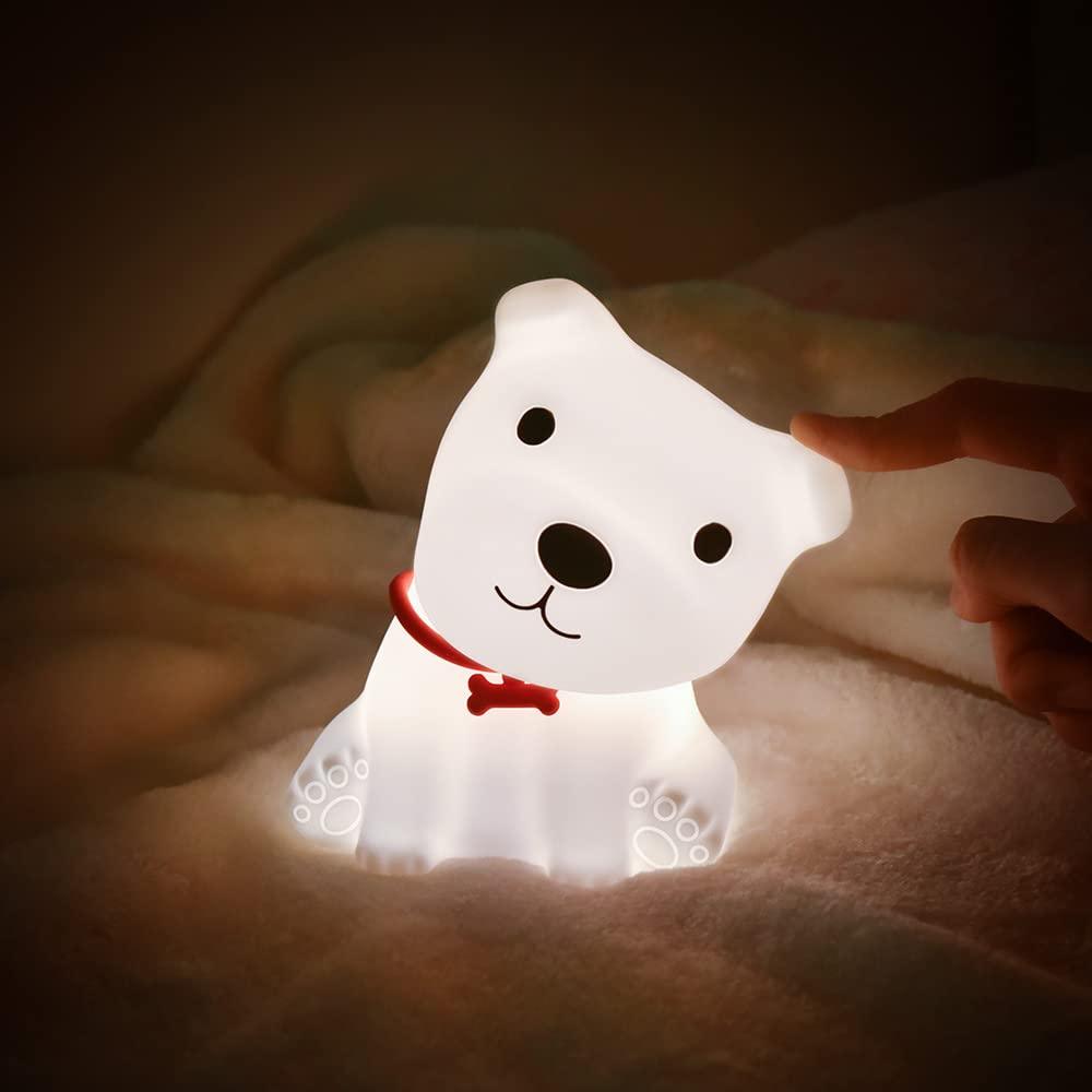 Cute Puppy Night Light Silicone Rechargeable Portable Lamp