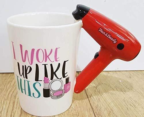 Beauty Series Coffee and Tea Ceramic Mug (Red, Hair Dryer)