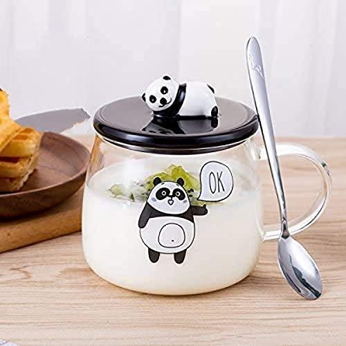 Panda Printed Mug with Lid and Spoon for Coffee and Tea