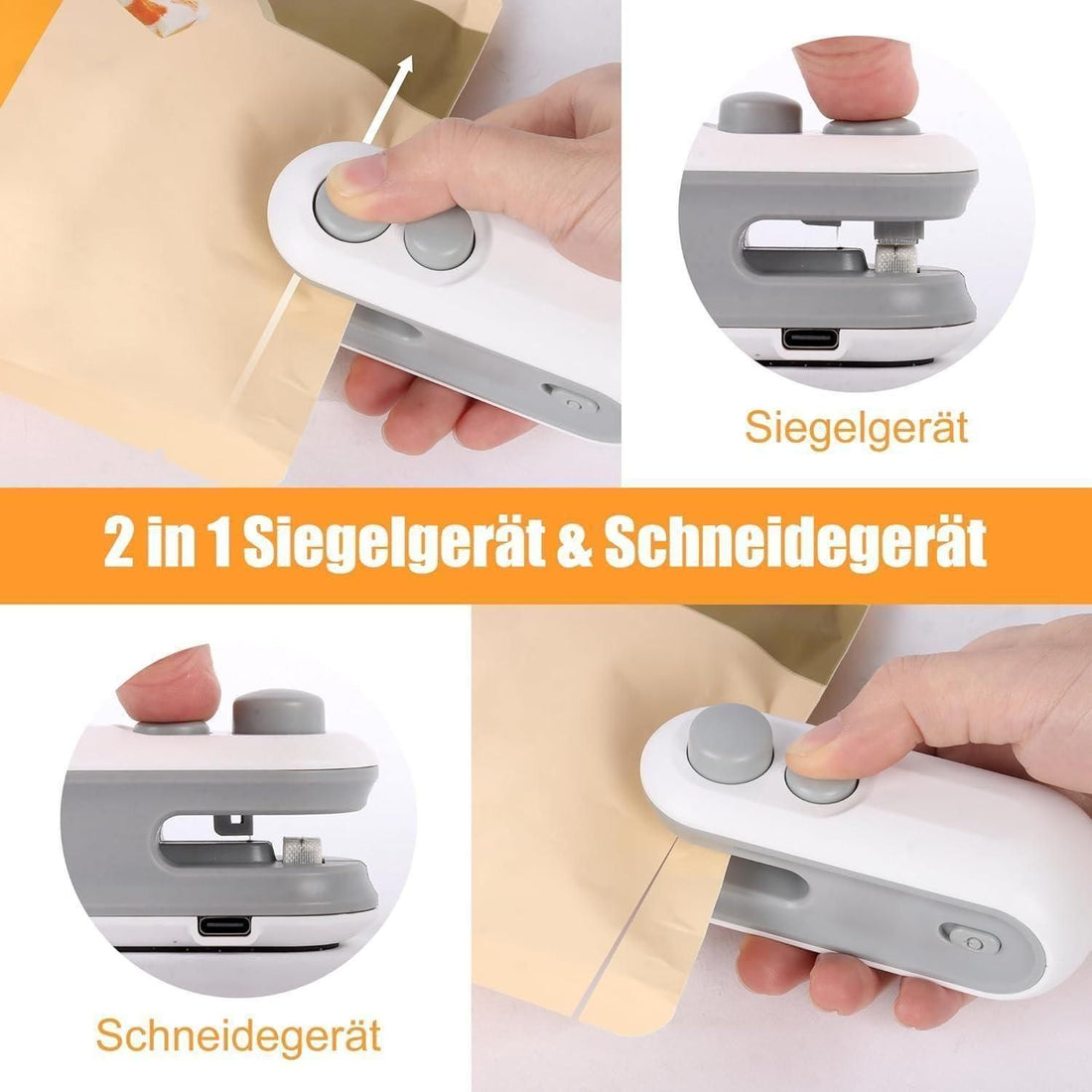 Portable Mini Sealing Machine 2 in 1 USB Rechargeable Magnetic Bag Sealer Heat Seal with Cutter - Kalesh Monk
