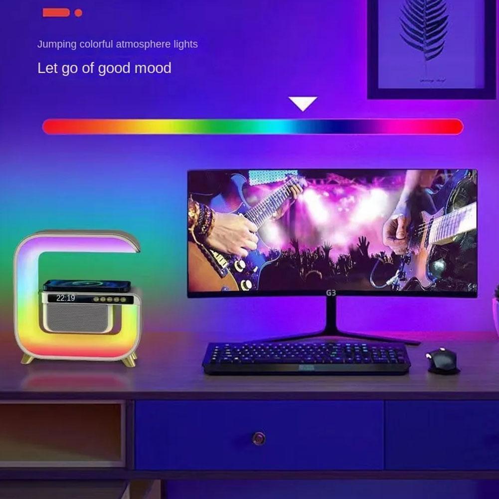 RGB LED Speaker Rgb Night Lamp with app Wireless Charger Alarm Clock Desk Lamp Wireless Charging Wakeup Light - Kalesh Monk