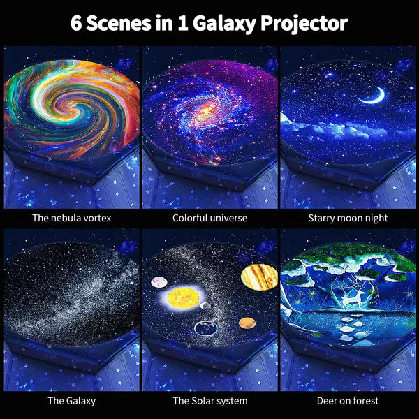 6 in 1 Galaxy Projector for Bedroom, Planetarium 360° Rotating Star Projector for Kids Room - Kalesh Monk