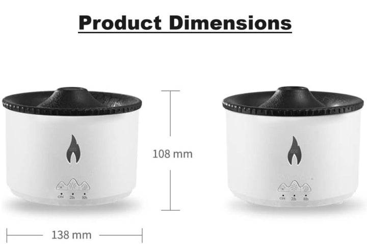 Volcano Flame Aromatherapy Humidifier for Home | with Dual Colour Flame Orange & Ice Blue | Ultrasonic Essential Oil Aroma Diffuser
