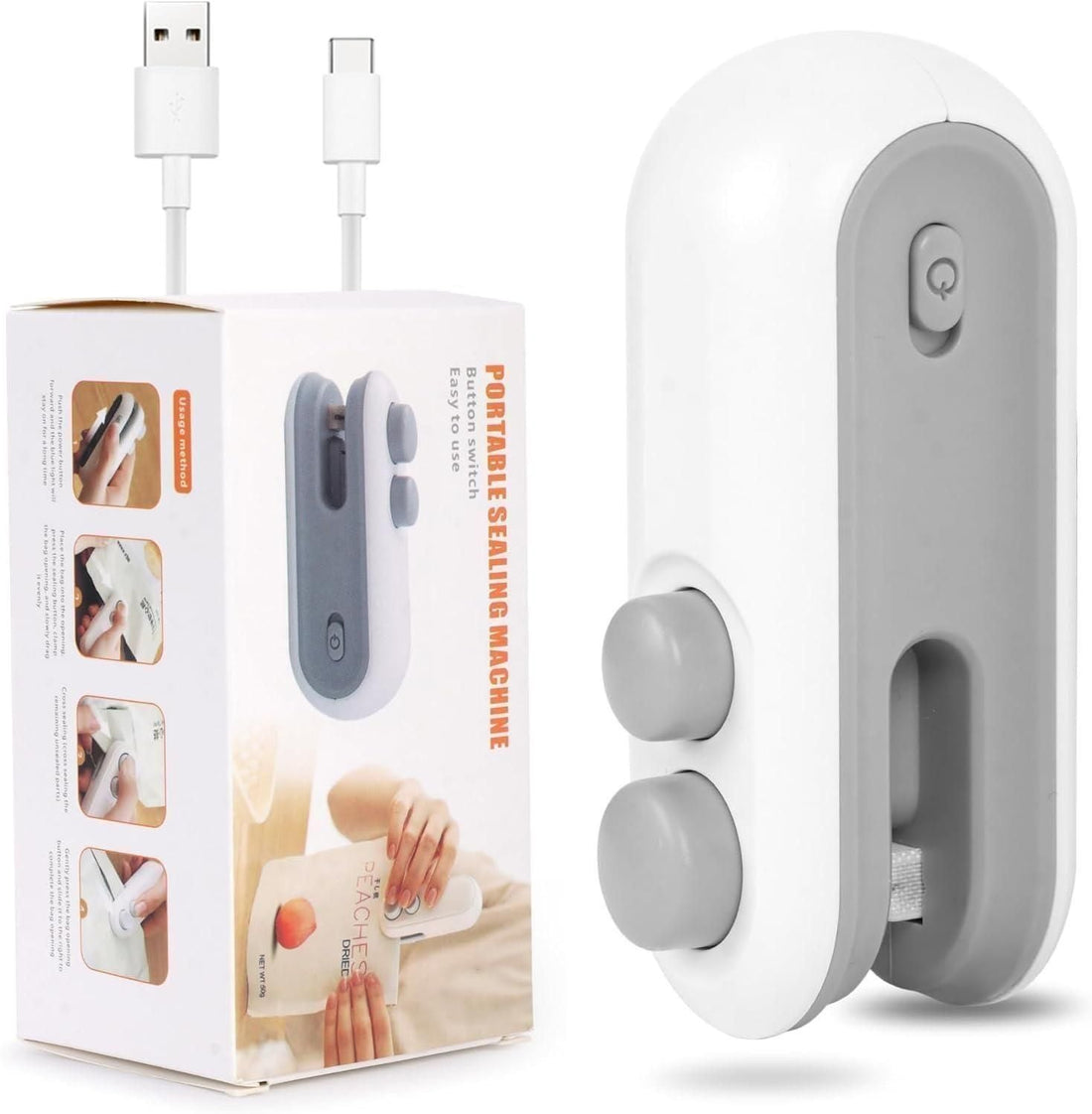 Portable Mini Sealing Machine 2 in 1 USB Rechargeable Magnetic Bag Sealer Heat Seal with Cutter - Kalesh Monk