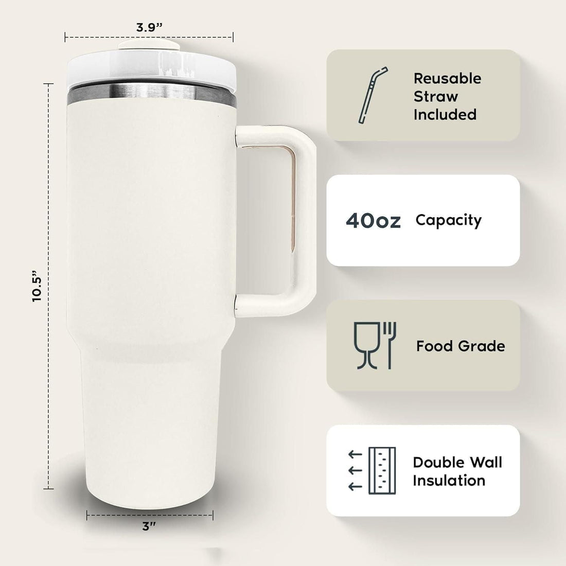 1180ml Stainless Steel Insulated Tumbler with Handle & Straw – Big Mood Mug for Coffee, Water, Iced Drinks | Leak-Proof, BPA-Free, Travel-Ready & Desk-Approved – Sip Hot, Sip Cold, Stay Kalesh