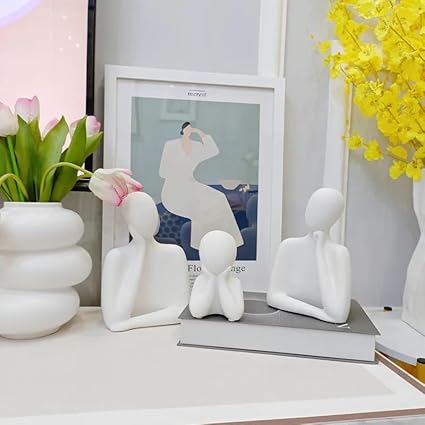Couple Family Statue | Ceramic Thinker Sculpture | Home Decor Items for Living Room - Kalesh Monk