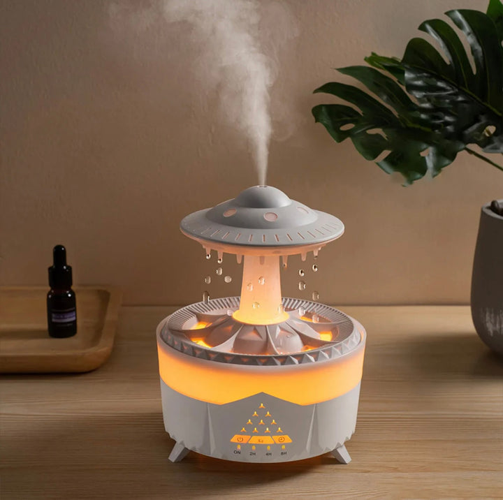 Musical Rain Drops Aroma Diffuser Humidifier for Home (with Inbuilt Soothing Music, Multi-Colour LED, 6 Inches Height, 250ml Tank)