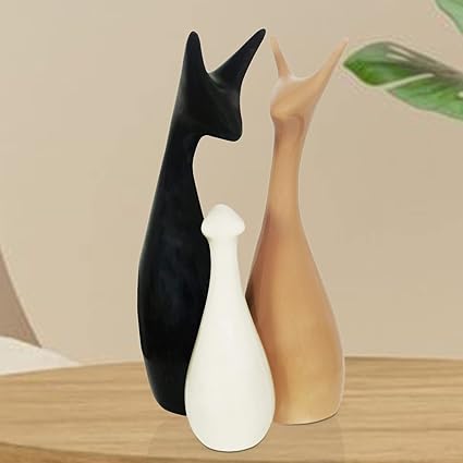 Deer Family Set of 3 Ceramic Figurine showpiece, Animal Statue for Indoor, Office Decor - Kalesh Monk