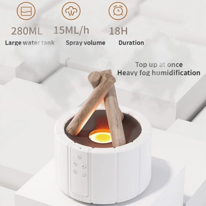 Campfire Ultrasonic Humidifier Aroma Diffuser Cold Oil LED Fogger Realistic Essential Lamp Maker