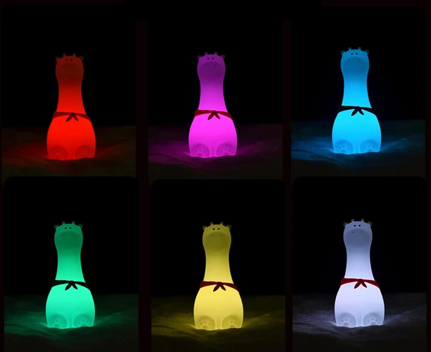 Silicone Cute Giraffe Table Lamp Color Changing Rechargeable