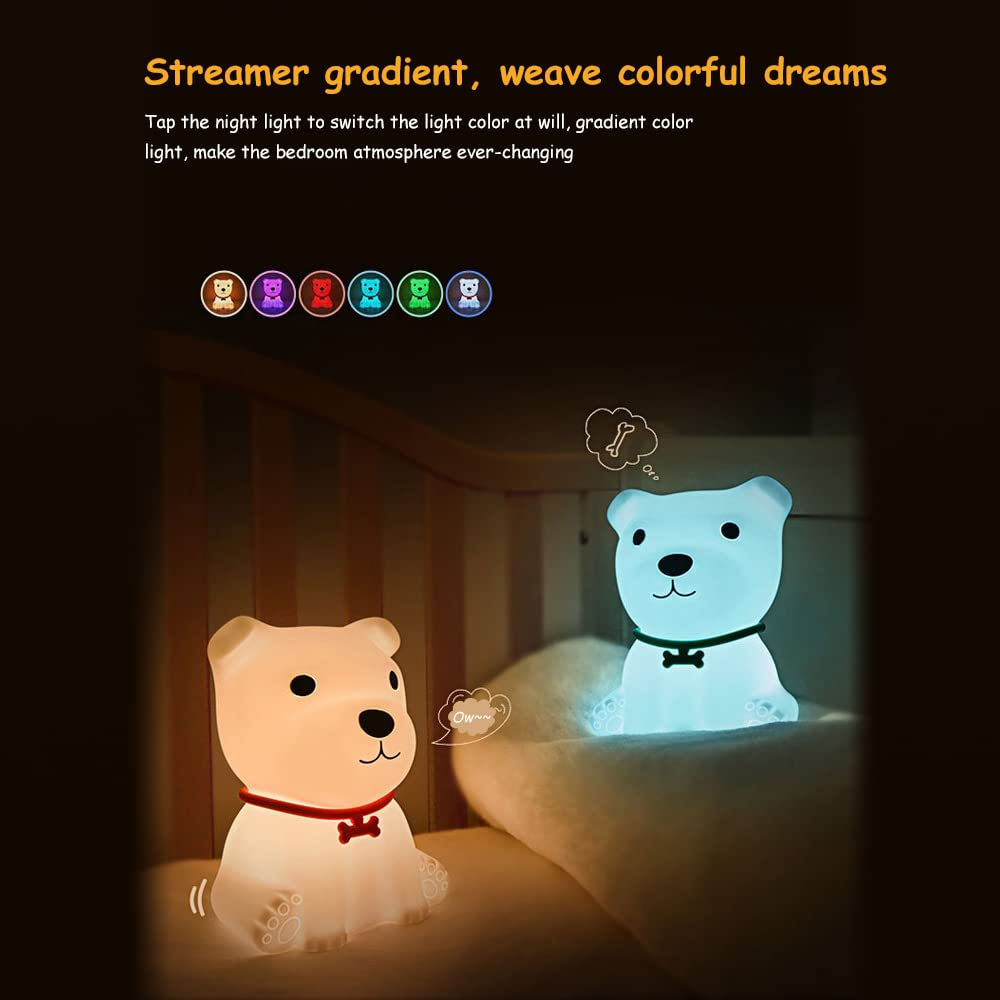 Cute Puppy Night Light Soft Silicone Lamp, Discolored USB Rechargeable Portable. - Kalesh Monk