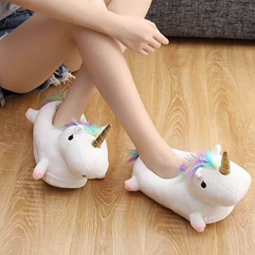 Cute Cartoon Unicorn Slippers, Fluffy Plush Warm Comfortable Lounge Shoes, Soft Cozy Plush House Shoes For Women - Kalesh Monk