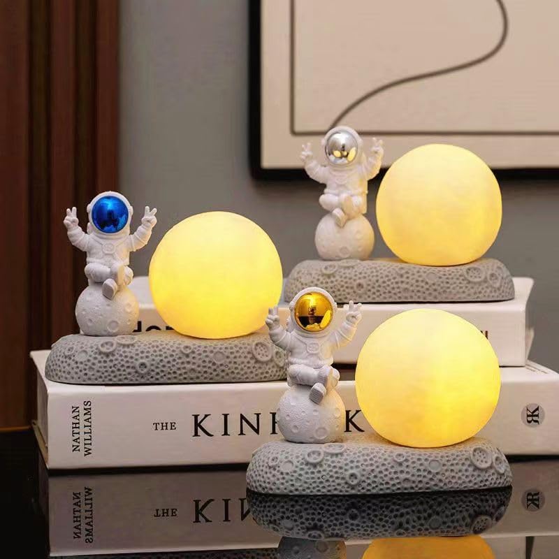 Universe Planet Astronaut Night Light Spaceman Sculpture Bedside Table Lamp Moon Spaceman Lamps for Home Bedroom Decor Kids Gift - Kalesh Monk