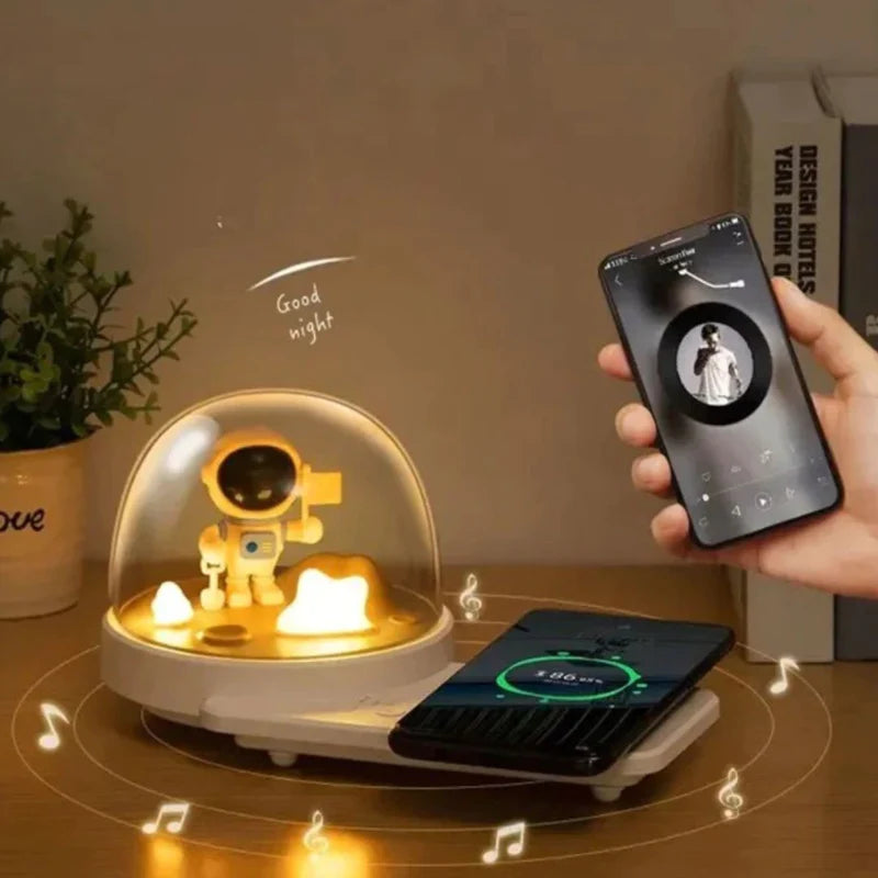 Triple Astro Fun | Astronaut 3-in-1 Wireless Charger, Night Light Lamp, and Bluetooth Speaker - Kalesh Monk