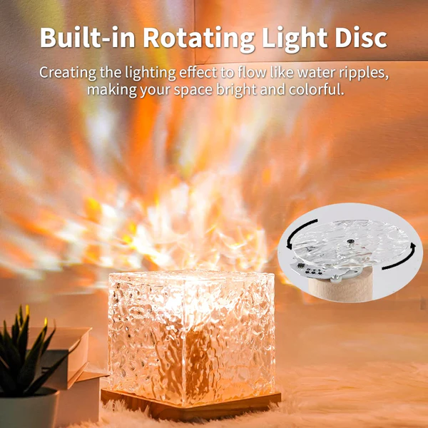 Dynamic Rotating Water Ripple Night Light, Color Changing Crystal Lamp with Remote - Kalesh Monk