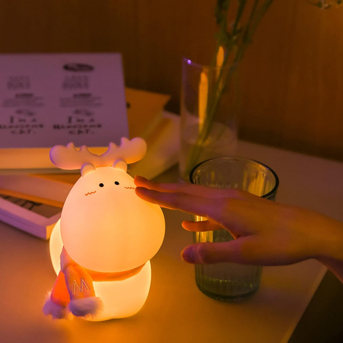 LED Night Light for Kids, Adorable Little Deer Silicone Night Light, USB Charging Colorful Night Lamp for Bedroom Baby Room Pink - Kalesh Monk