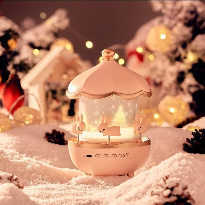 Bunny Night Light Cabin Projector Lamp 360° Rotatable LED Night Lamp for Kids Room Decor, Kids Night Lights for Girls Bedroom Film Shade, Star Projector, USB Powered Birthday Gift for Kids