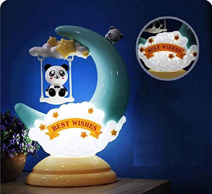 Moon Cartoon LED Soft Light Desk Table Lamp for Kids & Baby (Blue) - Kalesh Monk
