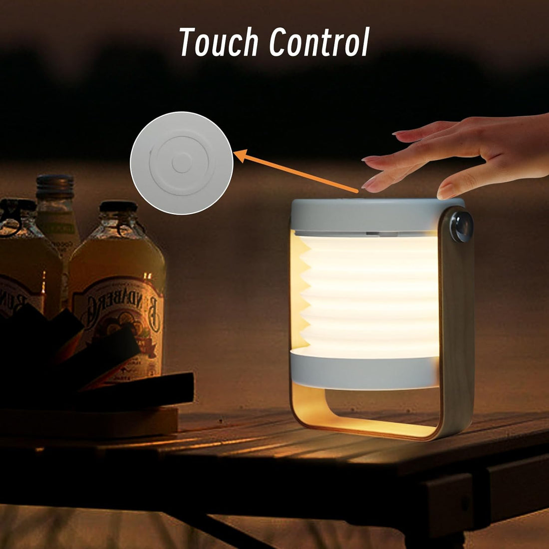 4-in-1 Foldable Table Lamp, USB Rechargeable LED Light, Wooden Handle Portable Lantern Light and Flashlight - Kalesh Monk