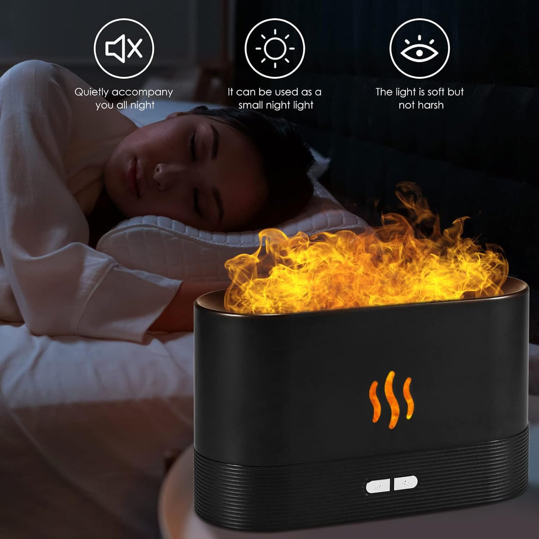 Flame Humidifier Fire Diffuser, Portable Noiseless Mist Air Aromatherapy Diffuser