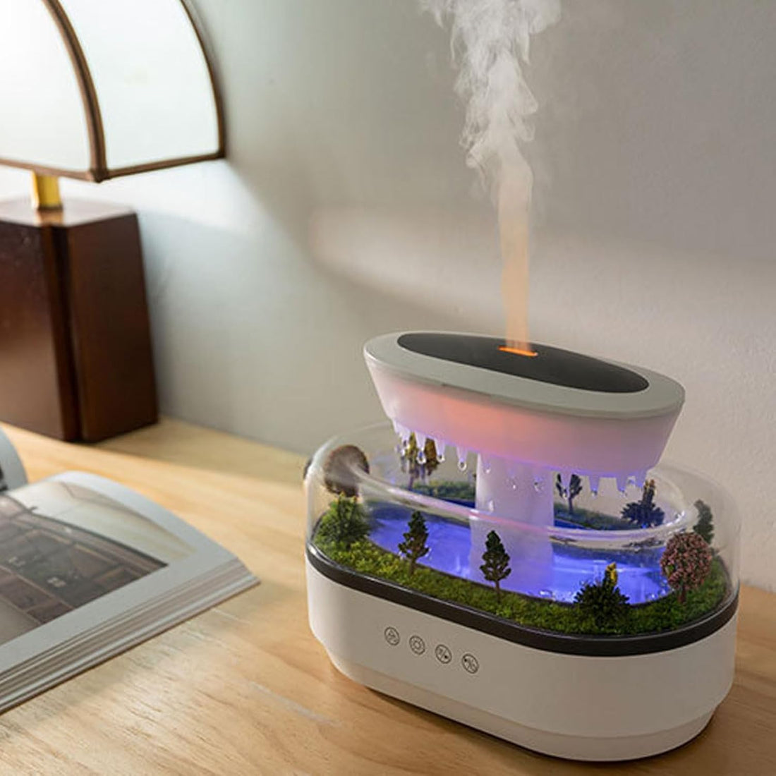 Musical Rain Drops Aroma Diffuser Humidifier for Home (with Inbuilt Soothing Music, Multi-Colour LED, 6 Inches Height, 250ml Tank)