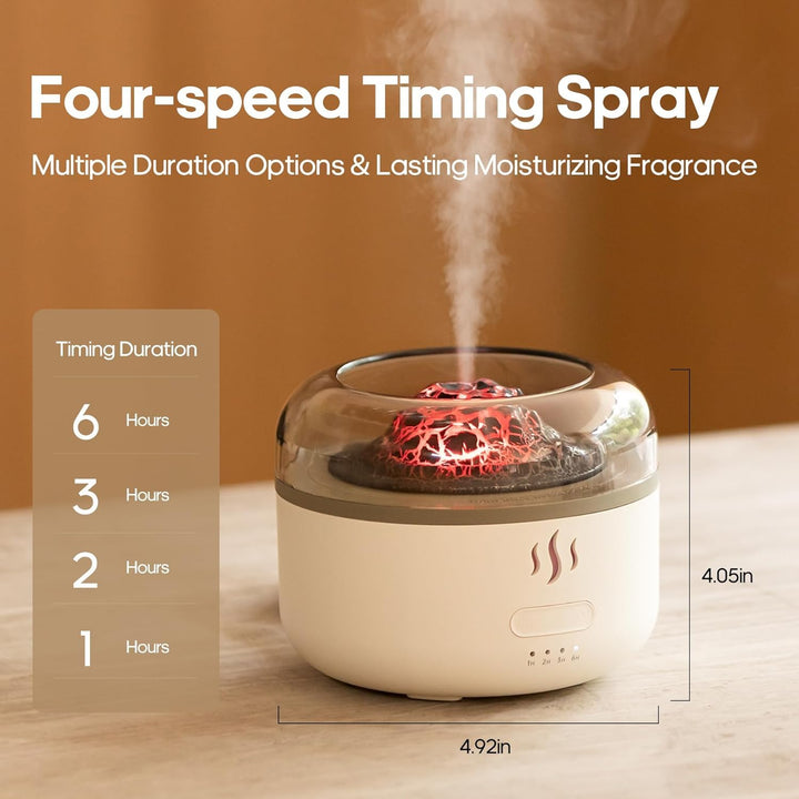 Volcano Flame Aromatherapy Humidifier for Home | Ultrasonic Essential Oil Aroma Diffuser