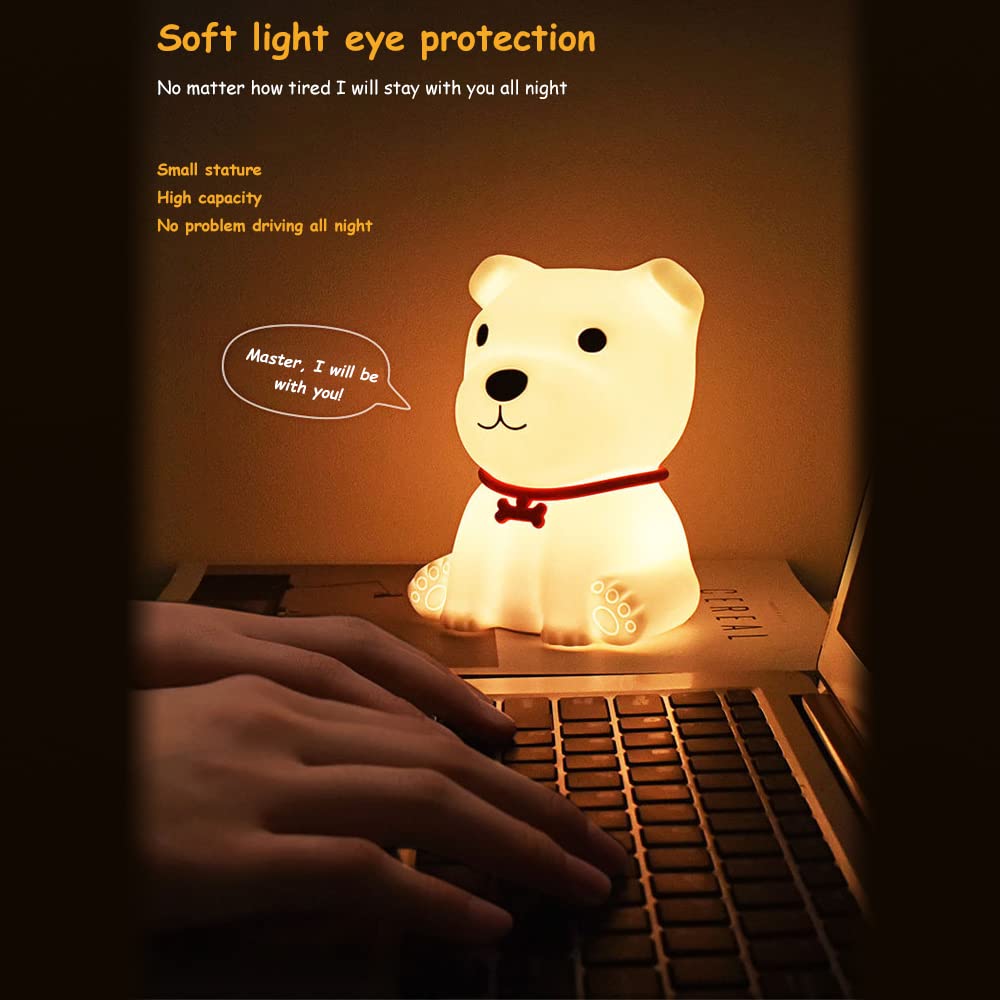 Cute Puppy Night Light Soft Silicone Lamp, Discolored USB Rechargeable Portable. - Kalesh Monk