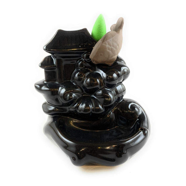 Fish Design Fountain Smoke Backflow Burner With 100 Cones - Kalesh Monk