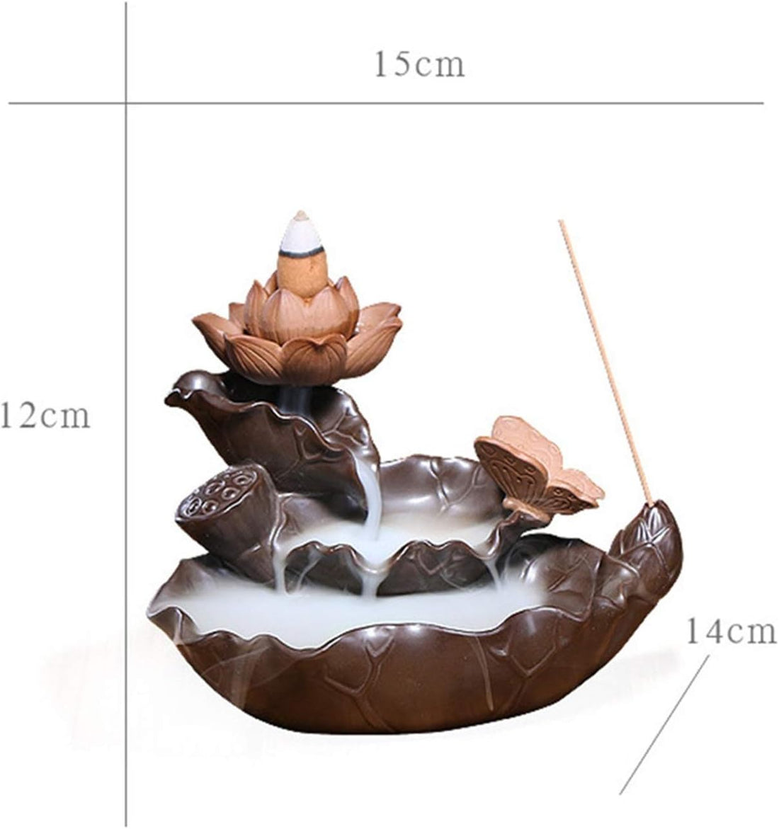 Incense Cone Burner,Incense Waterfall Burner Backflow Incense Burner Living Room Waterfall Ceramic Home Decor Ornaments - Kalesh Monk